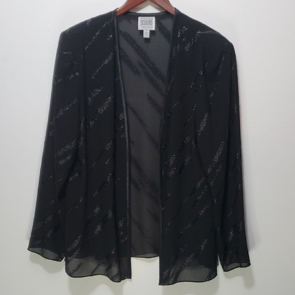 R&M Richards Elegant Sheer Black Blazer